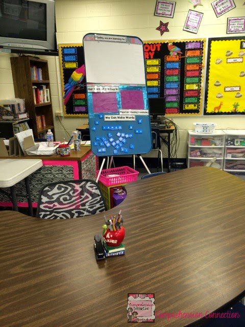 Animal Themed Room Reveal 3 reading table-I don't know about my readers, but I love looking at room reveal photos of other teacher's classrooms. ย I have gotten ideas from other blogs and Pinterest pins.