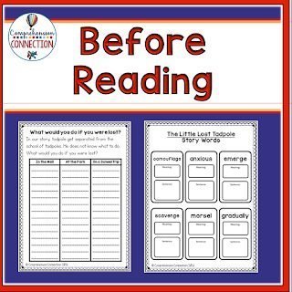 Useful and Effective Teaching Strategies for Reading Tutors 3 Reading Tutors before reading The Little Lost Tadpole story words resource cover