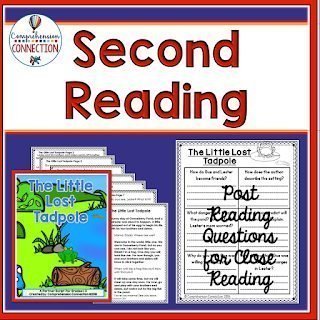 Useful and Effective Teaching Strategies for Reading Tutors 4 Reading Tutors second reading The Little Lost Tadpole post reading questions for close reading resource cover