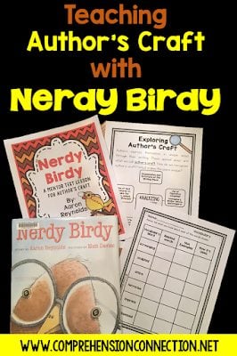 Nerdy Birdy is a wonderful mentor text for character development, community building, author's craft, and writing ideas. This post includes a freebie for teaching author's craft with the book.