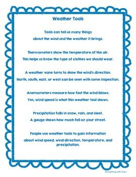How to Inspire Young Readers with Weather Week Fun 4 Weather Week weather tools reading passage printable