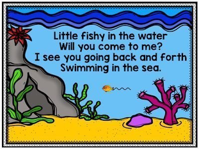 How to Develop a Concept of Word with Animal Poetry 4 Concept of word little fishy in the water poem illustration with an underwater scene