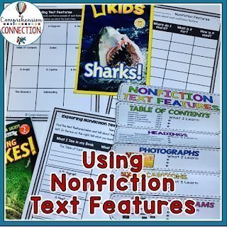 5 Signs You Should Teach Nonfiction Text Features 5 Nonfiction text features using nonfiction text features resource cover with Sharks book and worksheets