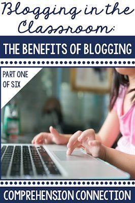 5+ Benefits of Blogging in the Classroom 2 Benefits of blogging pin graphic blogging in the classroom the benefits of blogging part one of six with a student typing on a laptop