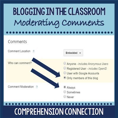 How to Ensure Blogging Safety for All 4 Blogging Safety blogging in the classroom moderating comments settings screenshot
