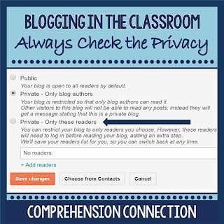 How to Ensure Blogging Safety for All 3 Blogging Safety blogging in the classroom always check the privacy settings screenshot