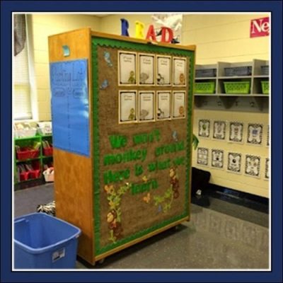 Keeping assignments organized and kids focused worked well with the back side of my storage cabinet!